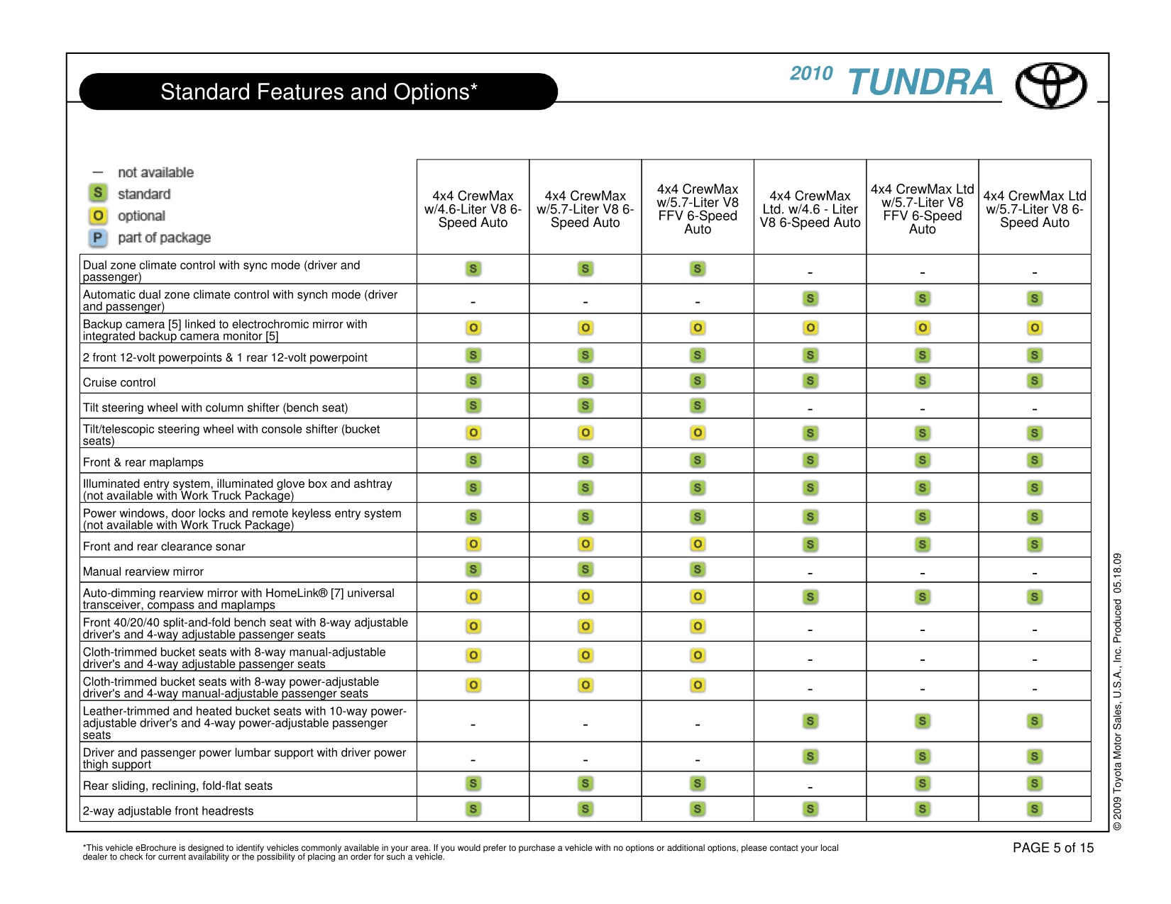 2010 Toyota Tundra CM 4x4 Brochure Page 9